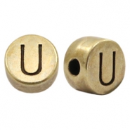 Abalorios letras met&aacute;licos DQ U bronce viejo (sin n&iacute;quel)
