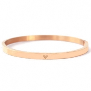 Pulseras Acero Inox con coraz&oacute;n oro rosado