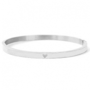 Pulseras Acero Inox con coraz&oacute;n Plateado
