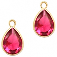 Colgantes de cristal gota 11x7mm rosa indian cristal-dorado