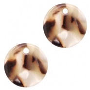 Colgantes de resina redondos12mm Marrón mixto beige