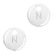 Colgantes met&aacute;licos Basic Quality letra N Plata vieja (sin n&iacute;quel)