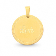 Colgantes Acero Inox 15mm "love" Mix&Match Dorado