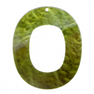 Colgantes de resina ovalado 48x40mm Verde oliva