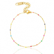 Pulseras acero inox arco iris Dorado