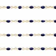 Fornituras Acero Inox cadena jasseron 1mm Azul oscuro-dorado