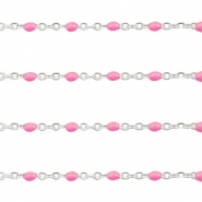 Fornituras Acero Inox cadena jasseron 1mm Fucsia-plateado