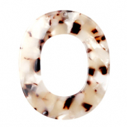 Colgantes de resina ovalado 48x40mm Marrón mixto beige