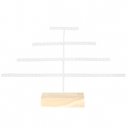 Expositor de Joyería pirámide con base de madera Blanco-natural
