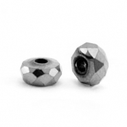 Abalorios hematita disco faceteado 4x2mm Gris antracita