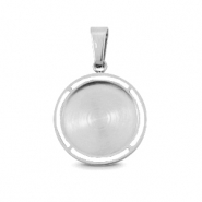Colgantes Polaris Acero Inox con engaste para cabuch&oacute;n 12mm Plateado