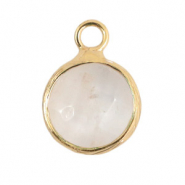 Colgantes de piedras naturales 10mm Blanco cristal-dorado
