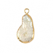Perlas de agua dulce colgante asim&eacute;trico gota Dorado-blanco natural