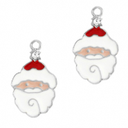 Colgantes met&aacute;licos Basic Quality Pap&aacute; Noel Plateado-blanco