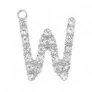 Colgantes met&aacute;licos Basic Quality strass letra W Plata vieja
