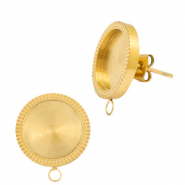 Pendientes Polaris Acero Inox con engaste para cabuch&oacute;n 12mm (con anilla) Dorado