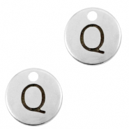 Colgantes met&aacute;licos DQ letra Q Plata vieja (sin n&iacute;quel)