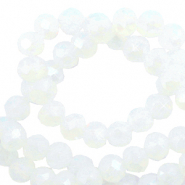Abalorios faceteados disco 3x2mm Blanco brillante cristal-revestimiento pearl shine
