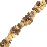Abalorios de coco disco 4mm Marr&oacute;n natural (color natural del abalorio)