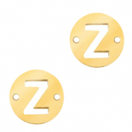 Colgantes acero inox entrepieza redondo 10mm moneda letra Z Dorado