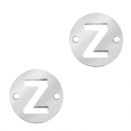 Colgantes acero inox entrepieza redondo 10mm moneda letra Z Plateado