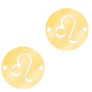colgantes/entrepieza de acero inox signo del zodíaco Leo Dorado