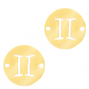 Colgantes / entrepieza de acero inox signo del zodíaco Geminis Dorado
