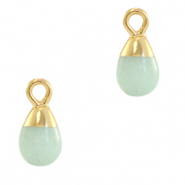 Colgantes de piedra natural gota Verde océano-dorado