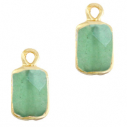 Colgantes de piedra natural rectángulo Verde océano-dorado