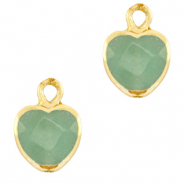 Colgantes de piedra natural coraz&oacute;n Verde oc&eacute;ano-dorado