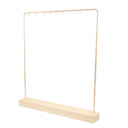 Expositor de Joyería para collares y base de madera Natural-dorado
