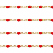 Fornituras Acero Inox cadena jasseron 1mm Rojo samba-dorado