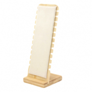 Expositor de Joyería en Bambú con terciopelo para pulseras Natural-blanco