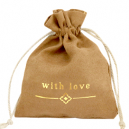 Bolso de joyer&iacute;a "with love" Marr&oacute;n claro-dorado