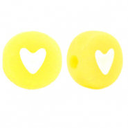 Abalorios letras acr&iacute;lico corazones Amarillo lirio