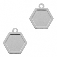 Colgantes bohemios hex&aacute;gono Plateado