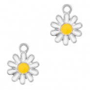 Colgantes met&aacute;licos Basic Quality flor Plateado-blanco
