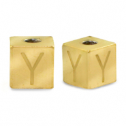 Abalorios Acero Inox letra Y Dorado