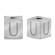 Abalorios Acero Inox letra U Plateado