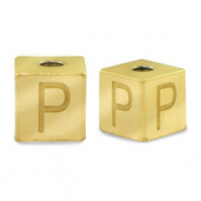 Abalorios Acero Inox letra P Dorado