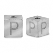 Abalorios Acero Inox letra P Plateado