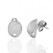 Pendientes Acero Inox &oacute;valo con anilla Plateado