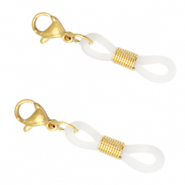 Fornituras acero inox goma para gafas con mosquet&oacute;n Dorado-transparente