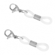 Fornituras acero inox goma para gafas con mosquet&oacute;n Plateado-transparente