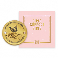 Girls Support Girls colgantes met&aacute;licos DQ entrepieza Dorado (sin n&iacute;quel) donaci&oacute;n del 50% a Free a Girl