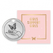 Girls Support Girls colgantes met&aacute;licos DQ Plata vieja (sin n&iacute;quel) donaci&oacute;n del 50% a Free a Girl