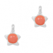 Colgantes metálicos DQ estrella Rojo coral-plata vieja (sin níquel)