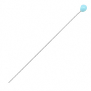 Fornituras met&aacute;licas DQ bastones cabeza bola 52mm Plata vieja-azul claro (sin n&iacute;quel)