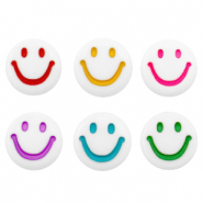 Abalorios letras acr&iacute;licas smiley Blanco-multicolor