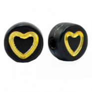 Abalorios letras acrílicas corazón Negro-dorado